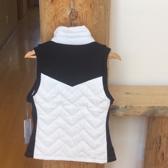 NWT CALVIN KLEIN Small Black/Cream Down Vest - Picture 2 of 16